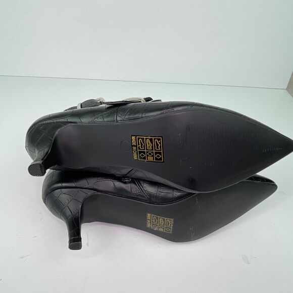 Truffle Collection Faux Leather Croc Embossed Buckle Lace Boots UK 4 US 6 - Picture 4 of 7